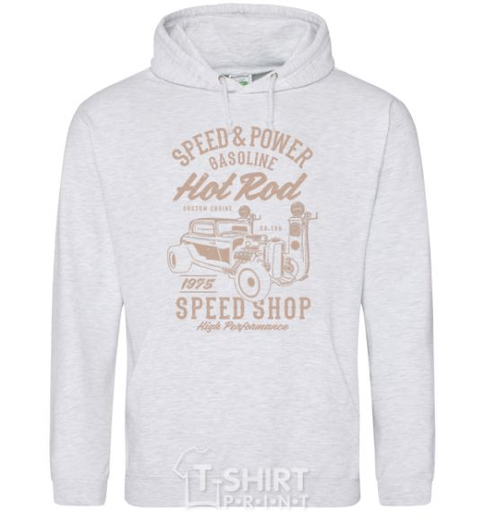 Мужская толстовка (худи) Speed & Power Hotrod Серый меланж фото