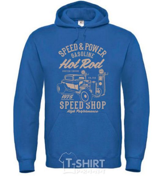 Men`s hoodie Speed & Power Hotrod royal фото