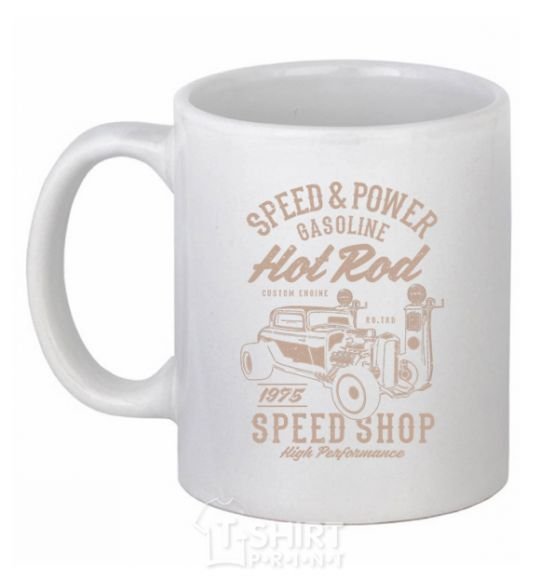 Ceramic mug Speed & Power Hotrod White фото