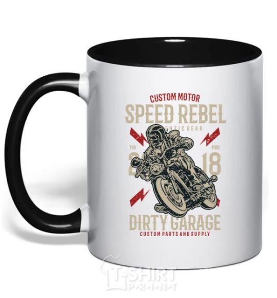 Mug with a colored handle Speed Rebel Dirty Garage black фото