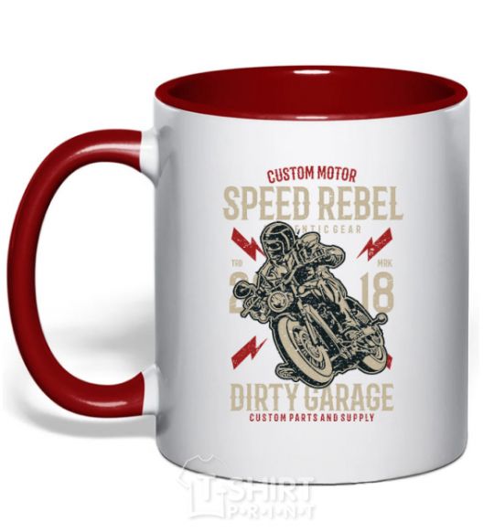 Mug with a colored handle Speed Rebel Dirty Garage red фото