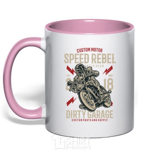 Mug with a colored handle Speed Rebel Dirty Garage light-pink фото