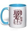 Mug with a colored handle Judo sky-blue фото