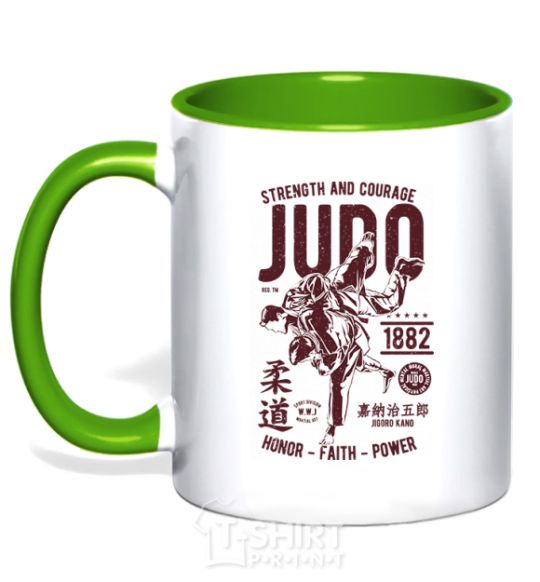 Mug with a colored handle Judo kelly-green фото
