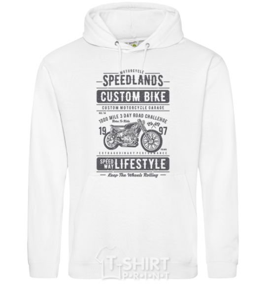 Мужская толстовка (худи) Speedlands Custom Bike Белый фото