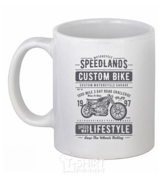 Ceramic mug Speedlands Custom Bike White фото