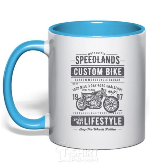 Чашка с цветной ручкой Speedlands Custom Bike Голубой фото