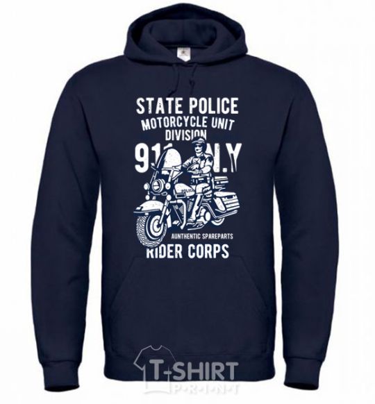 Men`s hoodie State Police navy-blue фото