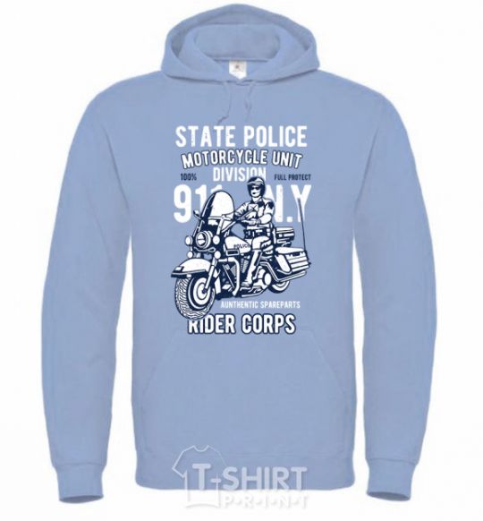 Men`s hoodie State Police sky-blue фото