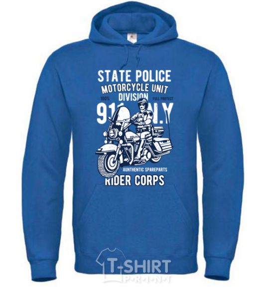 Мужская толстовка (худи) State Police Сине-зеленый фото