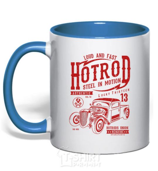 Mug with a colored handle Steel In Motion royal-blue фото