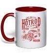 Mug with a colored handle Steel In Motion red фото