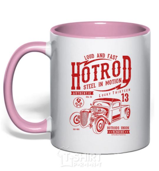 Mug with a colored handle Steel In Motion light-pink фото