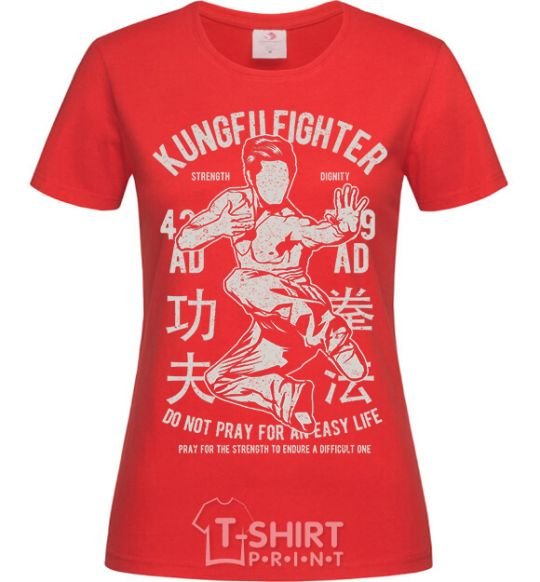 Women's T-shirt Kungfu Fighter red фото