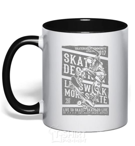 Mug with a colored handle Live To Skate black фото