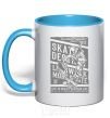 Mug with a colored handle Live To Skate sky-blue фото