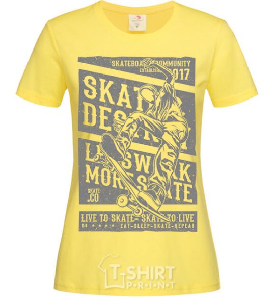 Женская футболка Live To Skate Лимонный фото