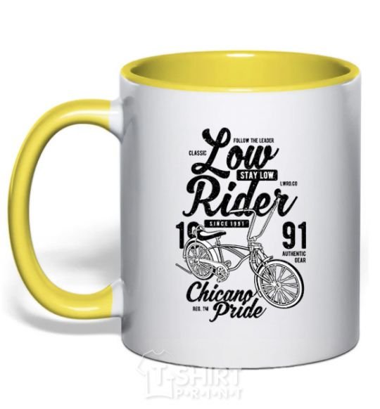 Mug with a colored handle Low Rider yellow фото