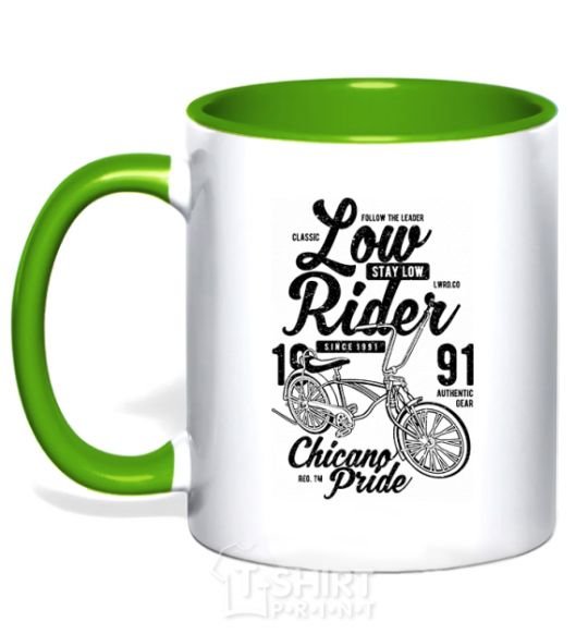 Mug with a colored handle Low Rider kelly-green фото