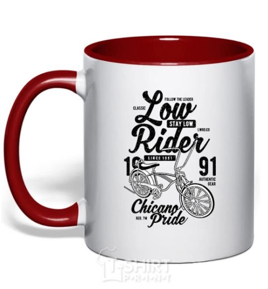 Mug with a colored handle Low Rider red фото