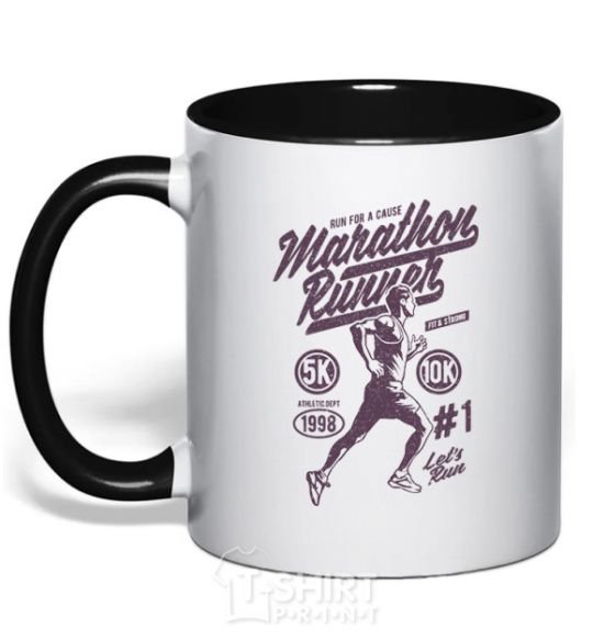 Mug with a colored handle Marathon Runner black фото