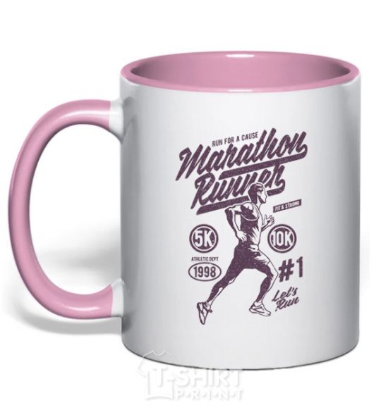Mug with a colored handle Marathon Runner light-pink фото
