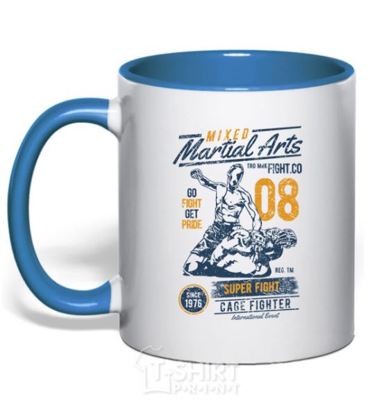 Mug with a colored handle Mixed Martial Arts royal-blue фото