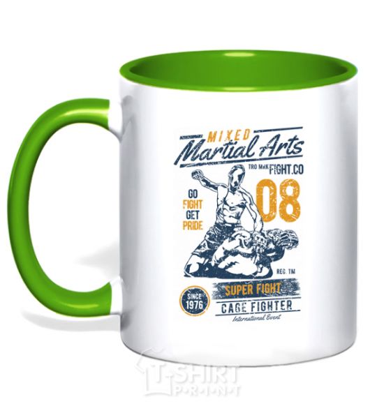 Mug with a colored handle Mixed Martial Arts kelly-green фото