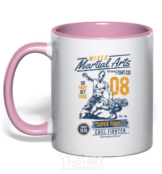 Mug with a colored handle Mixed Martial Arts light-pink фото