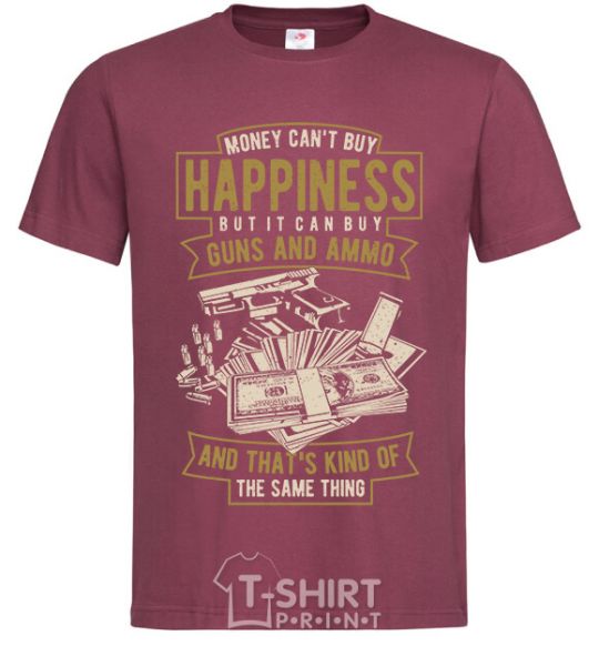 Men's T-Shirt Money Can't Buy Happiness burgundy фото