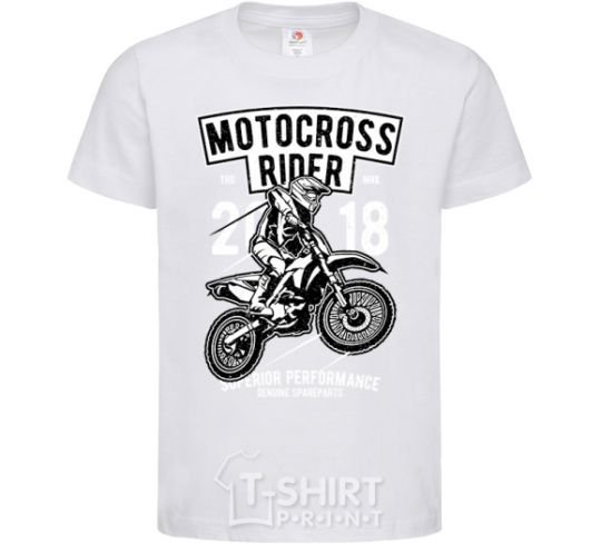 Kids T-shirt Motocross Rider White фото