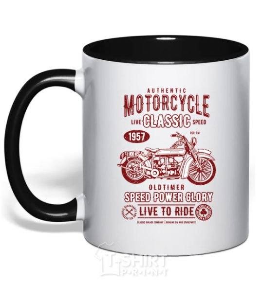 Mug with a colored handle Motorcycle Classic black фото