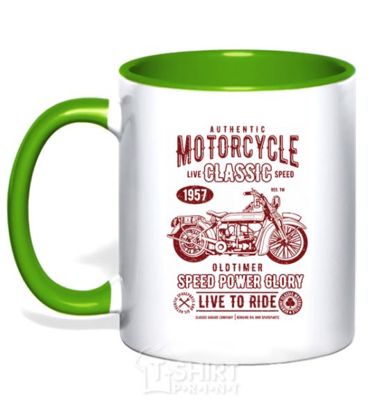 Mug with a colored handle Motorcycle Classic kelly-green фото