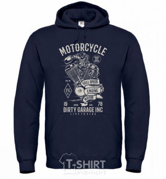Men`s hoodie Motorcycle Full Speed Engine navy-blue фото