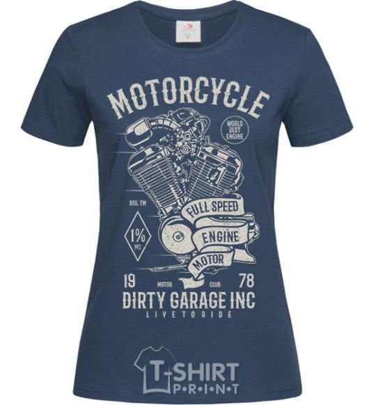 Women's T-shirt Motorcycle Full Speed Engine navy-blue фото