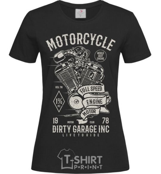 Women's T-shirt Motorcycle Full Speed Engine black фото