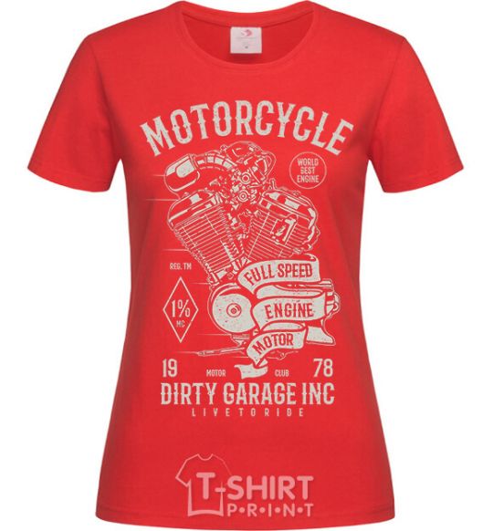 Women's T-shirt Motorcycle Full Speed Engine red фото