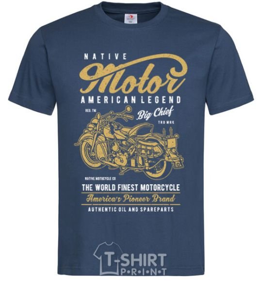 Men's T-Shirt Native Motorcycle navy-blue фото