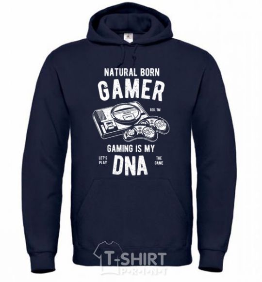 Men`s hoodie Natural Born Gamer navy-blue фото