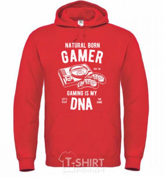 Men`s hoodie Natural Born Gamer bright-red фото