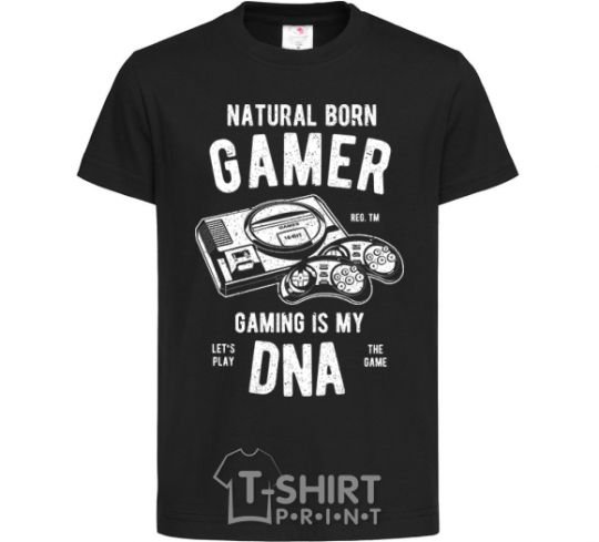 Kids T-shirt Natural Born Gamer black фото