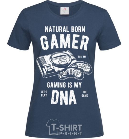 Women's T-shirt Natural Born Gamer navy-blue фото
