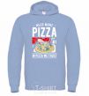 Men`s hoodie Need More Pizza sky-blue фото