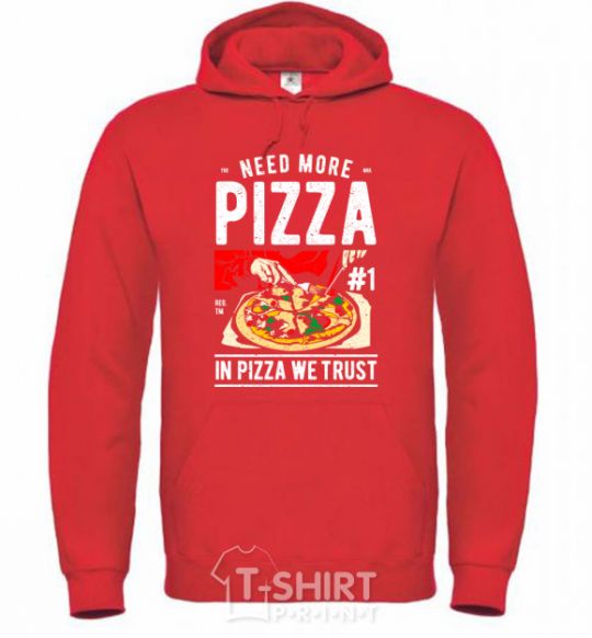 Men`s hoodie Need More Pizza bright-red фото