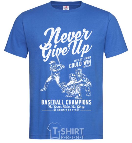 Мужская футболка Never Give Up Ярко-синий фото