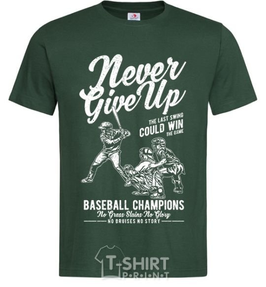 Мужская футболка Never Give Up Темно-зеленый фото