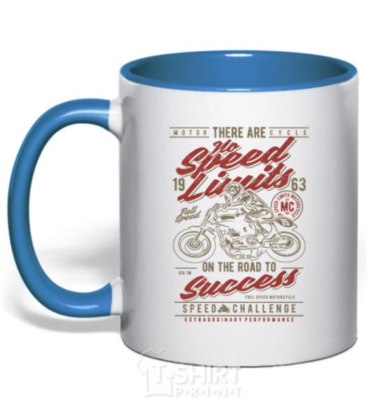 Mug with a colored handle No Speed Limits royal-blue фото