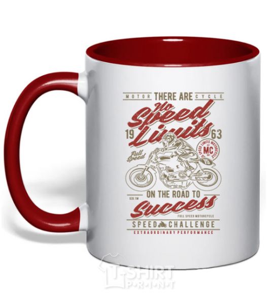 Mug with a colored handle No Speed Limits red фото