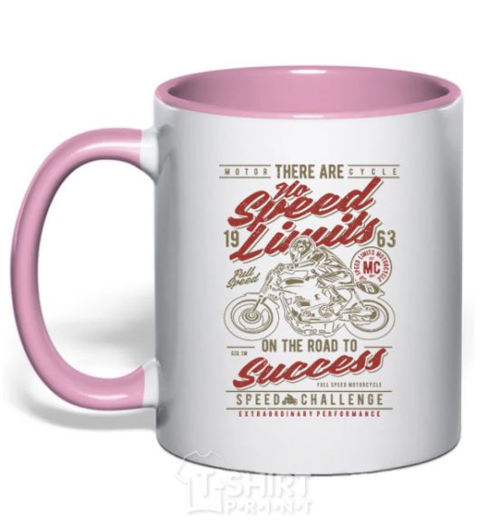 Mug with a colored handle No Speed Limits light-pink фото
