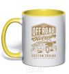 Mug with a colored handle Offroad Hotrod yellow фото